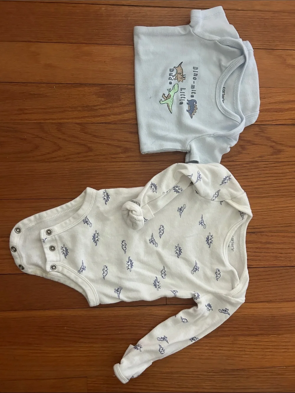 Carter's Light Blue and Cream Dinosaur One-Piece Set